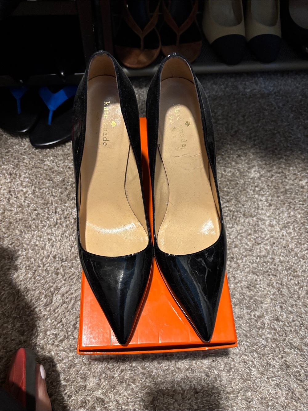 kate spade Black Patent Pointed-Toe Pumps